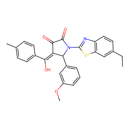 (4E)-1-(6-ethyl-1,3-benzothiazol-2-yl)-4-[hydroxy(4-methylphenyl)methylidene]-5-(3-methoxyphenyl)pyrrolidine-2,3-dione structure
