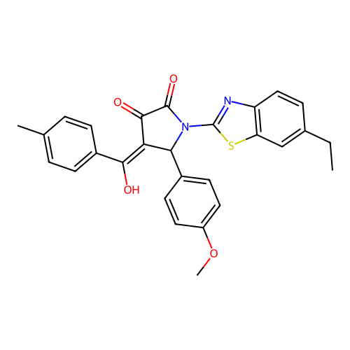 (4E)-1-(6-ethyl-1,3-benzothiazol-2-yl)-4-[hydroxy(4-methylphenyl)methylidene]-5-(4-methoxyphenyl)pyrrolidine-2,3-dione structure