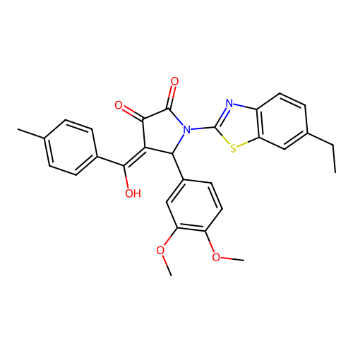 5-(3,4-dimethoxyphenyl)-1-(6-ethylbenzo[d]thiazol-2-yl)-3-hydroxy-4-(4-methylbenzoyl)-1H-pyrrol-2(5H)-one structure