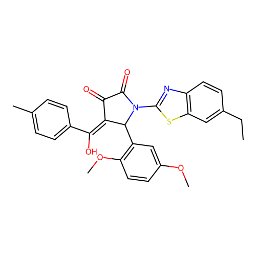 (4E)-5-(2,5-dimethoxyphenyl)-1-(6-ethyl-1,3-benzothiazol-2-yl)-4-[hydroxy(4-methylphenyl)methylidene]pyrrolidine-2,3-dione structure