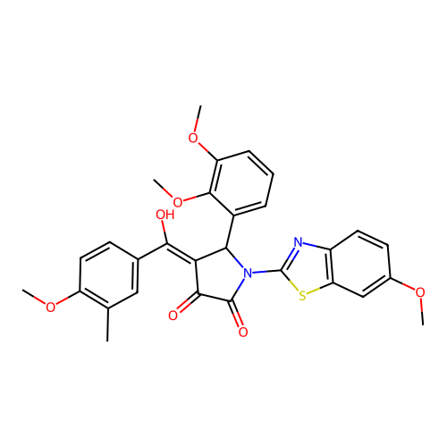 (4E)-5-(2,3-dimethoxyphenyl)-4-[hydroxy(4-methoxy-3-methylphenyl)methylidene]-1-(6-methoxy-1,3-benzothiazol-2-yl)pyrrolidine-2,3-dione structure