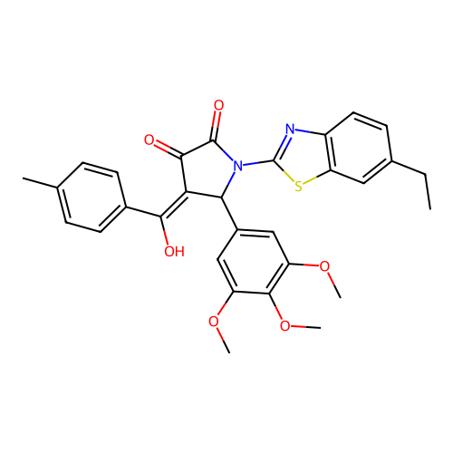(4E)-1-(6-ethyl-1,3-benzothiazol-2-yl)-4-[hydroxy(4-methylphenyl)methylidene]-5-(3,4,5-trimethoxyphenyl)pyrrolidine-2,3-dione structure