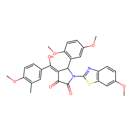 (4E)-5-(2,5-dimethoxyphenyl)-4-[hydroxy(4-methoxy-3-methylphenyl)methylidene]-1-(6-methoxy-1,3-benzothiazol-2-yl)pyrrolidine-2,3-dione structure