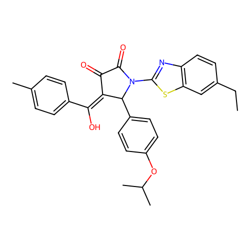 (4E)-1-(6-ethyl-1,3-benzothiazol-2-yl)-4-[hydroxy(4-methylphenyl)methylidene]-5-[4-(propan-2-yloxy)phenyl]pyrrolidine-2,3-dione structure