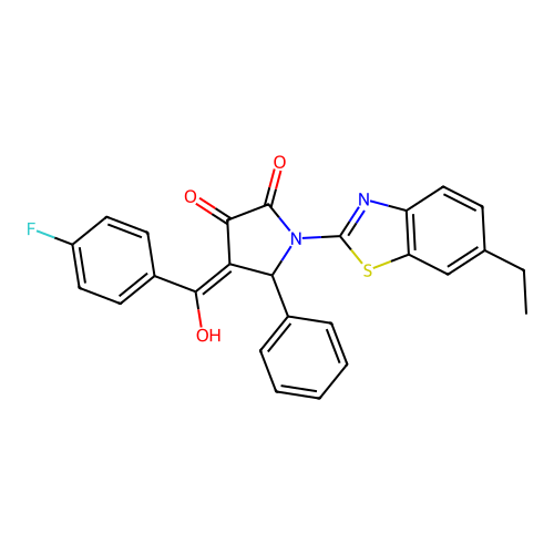 (4E)-1-(6-ethyl-1,3-benzothiazol-2-yl)-4-[(4-fluorophenyl)(hydroxy)methylidene]-5-phenylpyrrolidine-2,3-dione structure