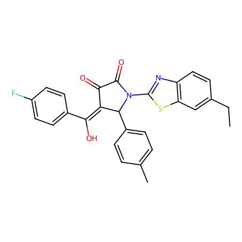 (4E)-1-(6-ethyl-1,3-benzothiazol-2-yl)-4-[(4-fluorophenyl)(hydroxy)methylidene]-5-(4-methylphenyl)pyrrolidine-2,3-dione structure