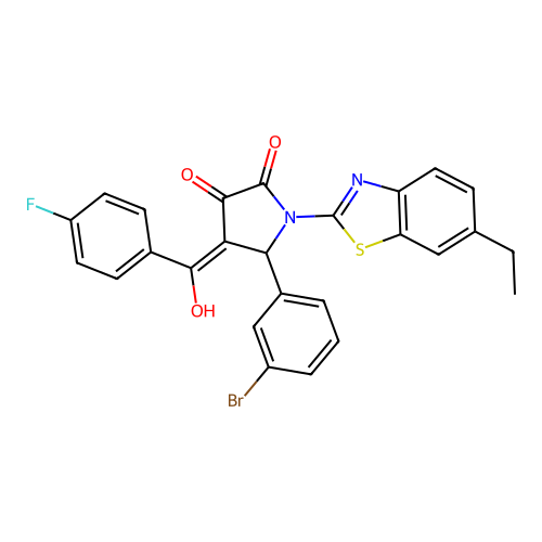 (4E)-5-(3-bromophenyl)-1-(6-ethyl-1,3-benzothiazol-2-yl)-4-[(4-fluorophenyl)(hydroxy)methylidene]pyrrolidine-2,3-dione structure