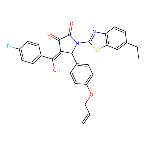 (4E)-1-(6-ethyl-1,3-benzothiazol-2-yl)-4-[(4-fluorophenyl)(hydroxy)methylidene]-5-[4-(prop-2-en-1-yloxy)phenyl]pyrrolidine-2,3-dione structure