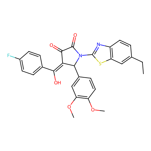 (4E)-5-(3,4-dimethoxyphenyl)-1-(6-ethyl-1,3-benzothiazol-2-yl)-4-[(4-fluorophenyl)(hydroxy)methylidene]pyrrolidine-2,3-dione structure