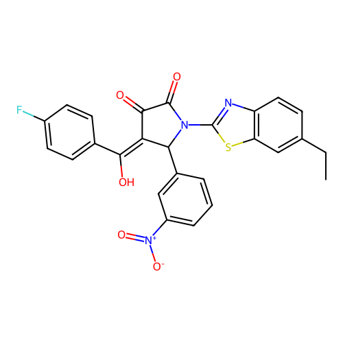 (4E)-1-(6-ethyl-1,3-benzothiazol-2-yl)-4-[(4-fluorophenyl)(hydroxy)methylidene]-5-(3-nitrophenyl)pyrrolidine-2,3-dione structure