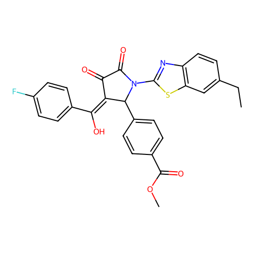methyl 4-(1-(6-ethylbenzo[d]thiazol-2-yl)-3-(4-fluorobenzoyl)-4-hydroxy-5-oxo-2,5-dihydro-1H-pyrrol-2-yl)benzoate structure