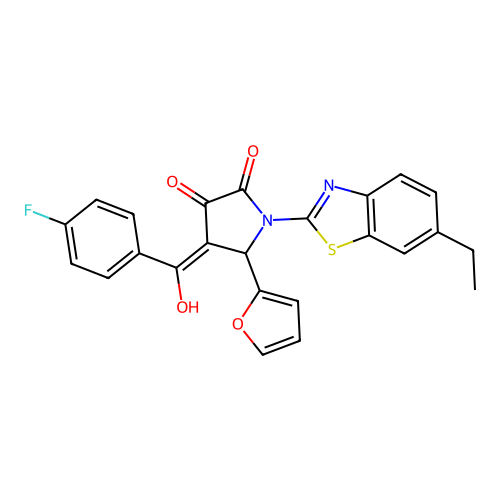 (4E)-1-(6-ethyl-1,3-benzothiazol-2-yl)-4-[(4-fluorophenyl)(hydroxy)methylidene]-5-(furan-2-yl)pyrrolidine-2,3-dione structure