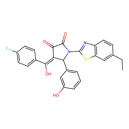 (4E)-1-(6-ethyl-1,3-benzothiazol-2-yl)-4-[(4-fluorophenyl)(hydroxy)methylidene]-5-(3-hydroxyphenyl)pyrrolidine-2,3-dione structure