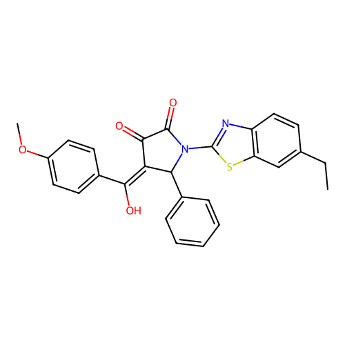 (4E)-1-(6-ethyl-1,3-benzothiazol-2-yl)-4-[hydroxy(4-methoxyphenyl)methylidene]-5-phenylpyrrolidine-2,3-dione structure