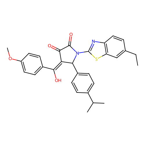 (4E)-1-(6-ethyl-1,3-benzothiazol-2-yl)-4-[hydroxy(4-methoxyphenyl)methylidene]-5-[4-(propan-2-yl)phenyl]pyrrolidine-2,3-dione structure