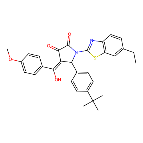 (4E)-5-(4-tert-butylphenyl)-1-(6-ethyl-1,3-benzothiazol-2-yl)-4-[hydroxy(4-methoxyphenyl)methylidene]pyrrolidine-2,3-dione structure