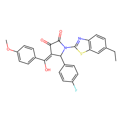 (4E)-1-(6-ethyl-1,3-benzothiazol-2-yl)-5-(4-fluorophenyl)-4-[hydroxy(4-methoxyphenyl)methylidene]pyrrolidine-2,3-dione structure
