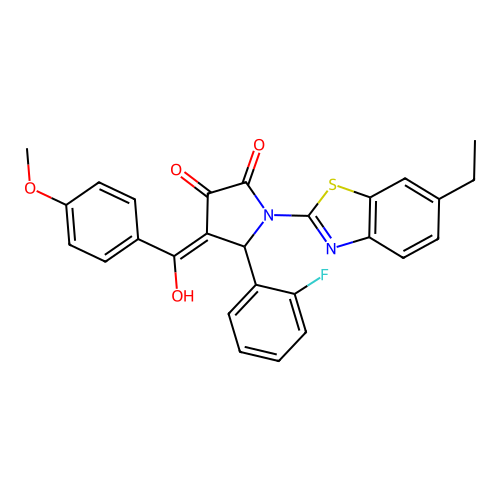 (4E)-1-(6-ethyl-1,3-benzothiazol-2-yl)-5-(2-fluorophenyl)-4-[hydroxy(4-methoxyphenyl)methylidene]pyrrolidine-2,3-dione structure