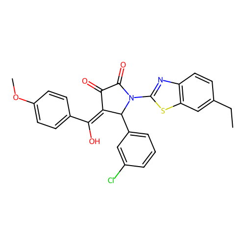 (4E)-5-(3-chlorophenyl)-1-(6-ethyl-1,3-benzothiazol-2-yl)-4-[hydroxy(4-methoxyphenyl)methylidene]pyrrolidine-2,3-dione structure