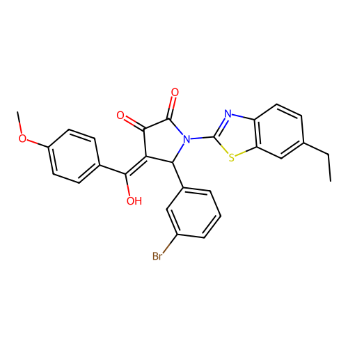(4E)-5-(3-bromophenyl)-1-(6-ethyl-1,3-benzothiazol-2-yl)-4-[hydroxy(4-methoxyphenyl)methylidene]pyrrolidine-2,3-dione structure