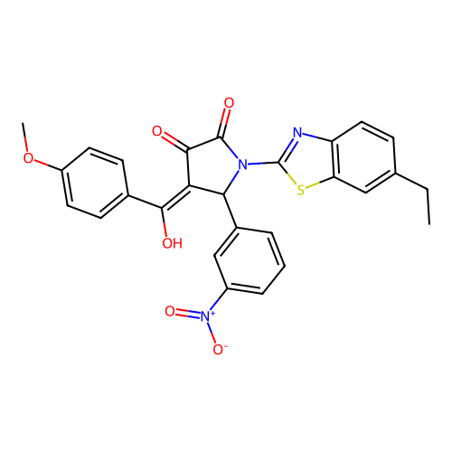 (4E)-1-(6-ethyl-1,3-benzothiazol-2-yl)-4-[hydroxy(4-methoxyphenyl)methylidene]-5-(3-nitrophenyl)pyrrolidine-2,3-dione structure