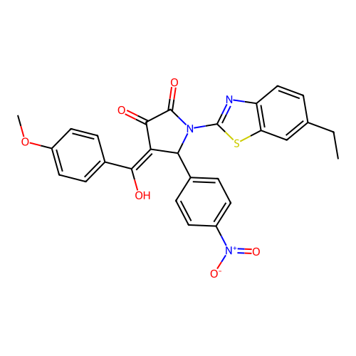 (4E)-1-(6-ethyl-1,3-benzothiazol-2-yl)-4-[hydroxy(4-methoxyphenyl)methylidene]-5-(4-nitrophenyl)pyrrolidine-2,3-dione structure