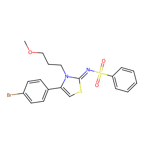 N-[(2Z)-4-(4-bromophenyl)-3-(3-methoxypropyl)-1,3-thiazol-2(3H)-ylidene]benzenesulfonamide structure