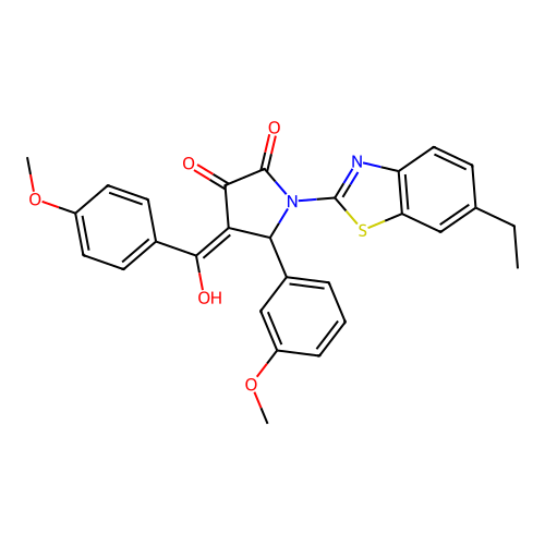 (4E)-1-(6-ethyl-1,3-benzothiazol-2-yl)-4-[hydroxy(4-methoxyphenyl)methylidene]-5-(3-methoxyphenyl)pyrrolidine-2,3-dione structure