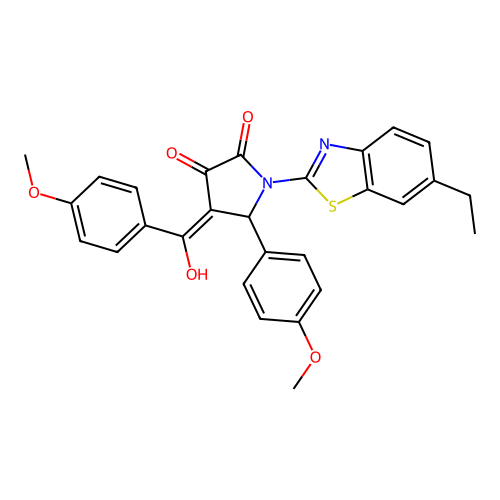 (4E)-1-(6-ethyl-1,3-benzothiazol-2-yl)-4-[hydroxy(4-methoxyphenyl)methylidene]-5-(4-methoxyphenyl)pyrrolidine-2,3-dione structure