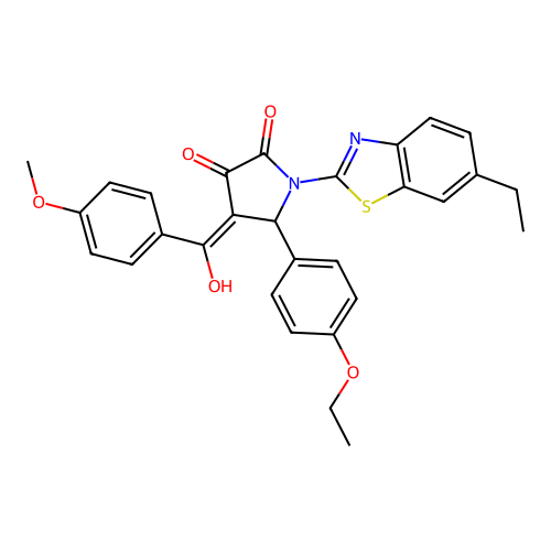 (4E)-5-(4-ethoxyphenyl)-1-(6-ethyl-1,3-benzothiazol-2-yl)-4-[hydroxy(4-methoxyphenyl)methylidene]pyrrolidine-2,3-dione structure