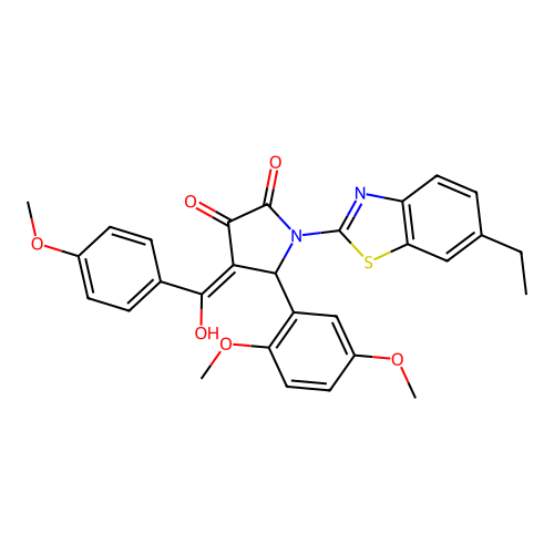 (4E)-5-(2,5-dimethoxyphenyl)-1-(6-ethyl-1,3-benzothiazol-2-yl)-4-[hydroxy(4-methoxyphenyl)methylidene]pyrrolidine-2,3-dione structure