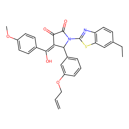 (4E)-1-(6-ethyl-1,3-benzothiazol-2-yl)-4-[hydroxy(4-methoxyphenyl)methylidene]-5-[3-(prop-2-en-1-yloxy)phenyl]pyrrolidine-2,3-dione structure
