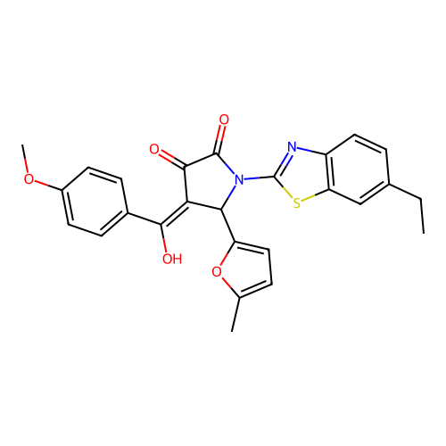 (4E)-1-(6-ethyl-1,3-benzothiazol-2-yl)-4-[hydroxy(4-methoxyphenyl)methylidene]-5-(5-methylfuran-2-yl)pyrrolidine-2,3-dione structure