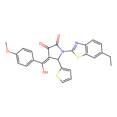 (4E)-1-(6-ethyl-1,3-benzothiazol-2-yl)-4-[hydroxy(4-methoxyphenyl)methylidene]-5-(thiophen-2-yl)pyrrolidine-2,3-dione structure