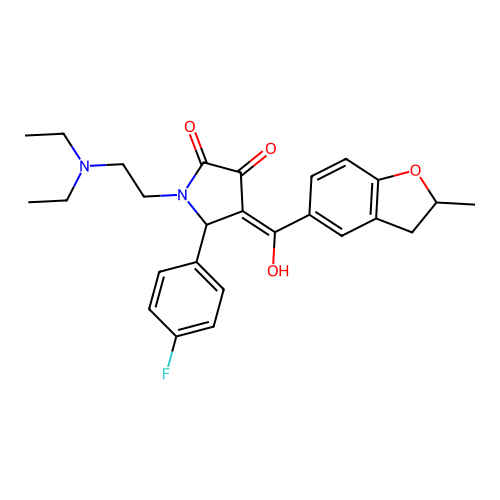 1-[2-(diethylamino)ethyl]-5-(4-fluorophenyl)-3-hydroxy-4-(2-methyl-2,3-dihydro-1-benzofuran-5-carbonyl)-2,5-dihydro-1H-pyrrol-2-one structure