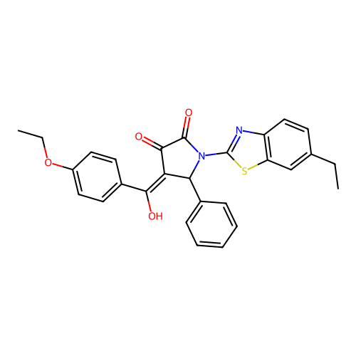(4E)-4-[(4-ethoxyphenyl)(hydroxy)methylidene]-1-(6-ethyl-1,3-benzothiazol-2-yl)-5-phenylpyrrolidine-2,3-dione structure