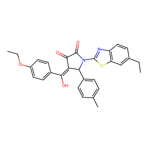 (4E)-4-[(4-ethoxyphenyl)(hydroxy)methylidene]-1-(6-ethyl-1,3-benzothiazol-2-yl)-5-(4-methylphenyl)pyrrolidine-2,3-dione structure