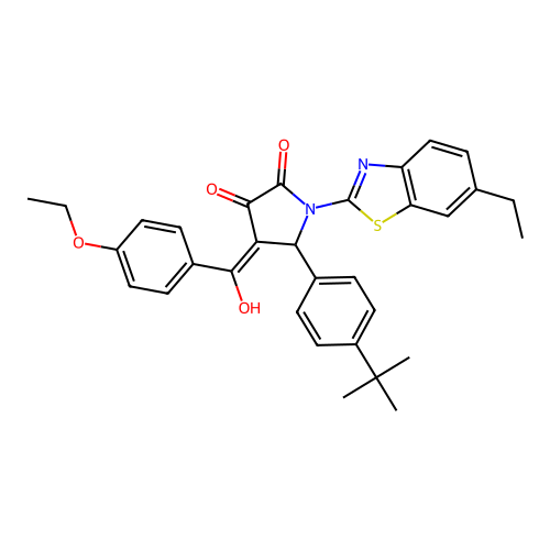 (4E)-5-(4-tert-butylphenyl)-4-[(4-ethoxyphenyl)(hydroxy)methylidene]-1-(6-ethyl-1,3-benzothiazol-2-yl)pyrrolidine-2,3-dione structure