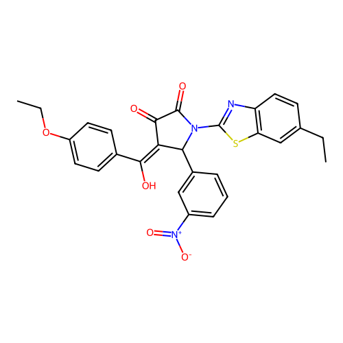 (4E)-4-[(4-ethoxyphenyl)(hydroxy)methylidene]-1-(6-ethyl-1,3-benzothiazol-2-yl)-5-(3-nitrophenyl)pyrrolidine-2,3-dione structure