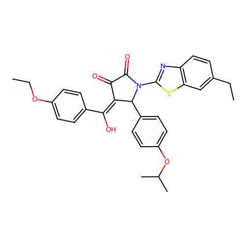 (4E)-4-[(4-ethoxyphenyl)(hydroxy)methylidene]-1-(6-ethyl-1,3-benzothiazol-2-yl)-5-[4-(propan-2-yloxy)phenyl]pyrrolidine-2,3-dione structure