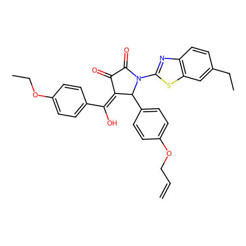 (4E)-4-[(4-ethoxyphenyl)(hydroxy)methylidene]-1-(6-ethyl-1,3-benzothiazol-2-yl)-5-[4-(prop-2-en-1-yloxy)phenyl]pyrrolidine-2,3-dione structure