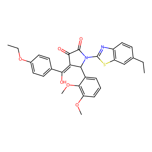 (4E)-5-(2,3-dimethoxyphenyl)-4-[(4-ethoxyphenyl)(hydroxy)methylidene]-1-(6-ethyl-1,3-benzothiazol-2-yl)pyrrolidine-2,3-dione structure