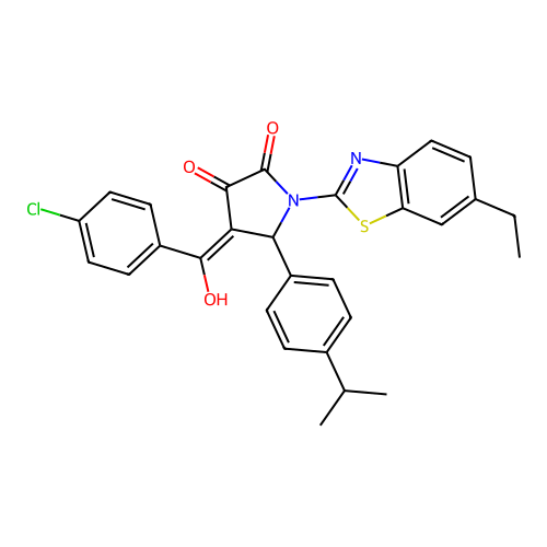 (4E)-4-[(4-chlorophenyl)(hydroxy)methylidene]-1-(6-ethyl-1,3-benzothiazol-2-yl)-5-[4-(propan-2-yl)phenyl]pyrrolidine-2,3-dione structure