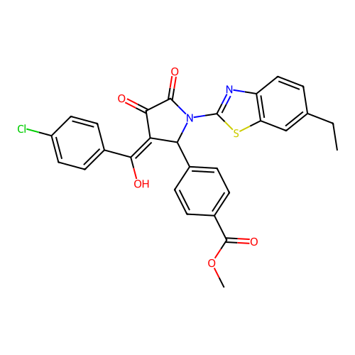 methyl 4-(3-(4-chlorobenzoyl)-1-(6-ethylbenzo[d]thiazol-2-yl)-4-hydroxy-5-oxo-2,5-dihydro-1H-pyrrol-2-yl)benzoate structure