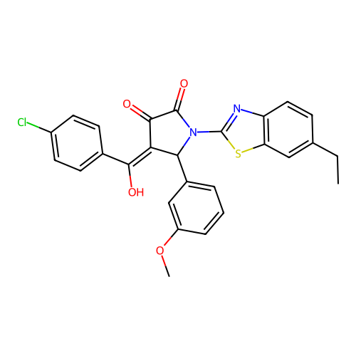 (4E)-4-[(4-chlorophenyl)(hydroxy)methylidene]-1-(6-ethyl-1,3-benzothiazol-2-yl)-5-(3-methoxyphenyl)pyrrolidine-2,3-dione structure