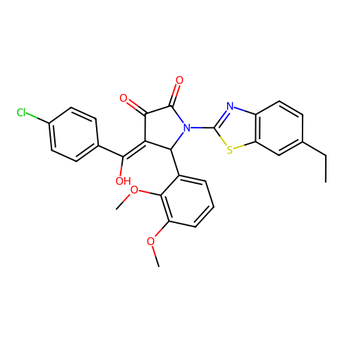 (4E)-4-[(4-chlorophenyl)(hydroxy)methylidene]-5-(2,3-dimethoxyphenyl)-1-(6-ethyl-1,3-benzothiazol-2-yl)pyrrolidine-2,3-dione structure