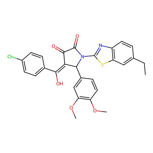 (4E)-4-[(4-chlorophenyl)(hydroxy)methylidene]-5-(3,4-dimethoxyphenyl)-1-(6-ethyl-1,3-benzothiazol-2-yl)pyrrolidine-2,3-dione structure