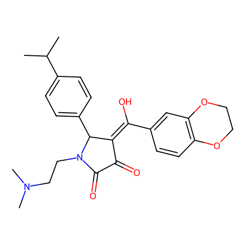 4-(2,3-dihydrobenzo[b][1,4]dioxine-6-carbonyl)-1-(2-(dimethylamino)ethyl)-3-hydroxy-5-(4-isopropylphenyl)-1H-pyrrol-2(5H)-one structure