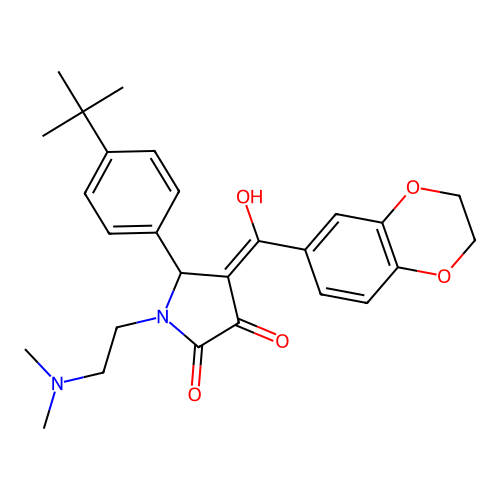 (4E)-5-(4-tert-butylphenyl)-4-[2,3-dihydro-1,4-benzodioxin-6-yl(hydroxy)methylidene]-1-(2-dimethylaminoethyl)pyrrolidine-2,3-dione structure