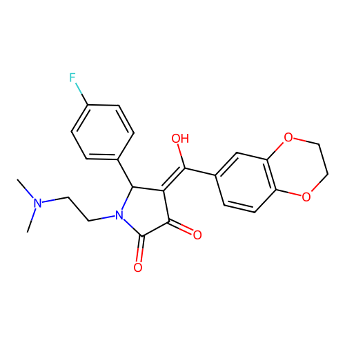 (4E)-4-[2,3-dihydro-1,4-benzodioxin-6-yl(hydroxy)methylidene]-1-(2-dimethylaminoethyl)-5-(4-fluorophenyl)pyrrolidine-2,3-dione structure